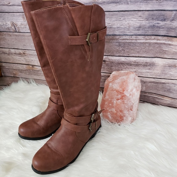 TOP Moda Shoes - Top Moda Brown Faux Leather Boots Size 8